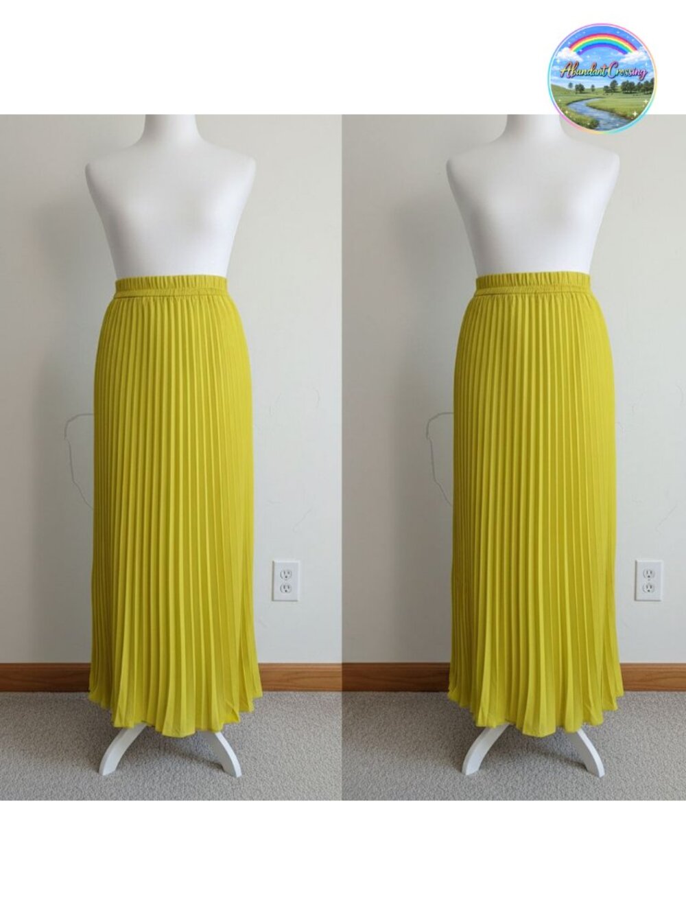 Women's Pleated A-Line High Waist Flowy Midi Skirt